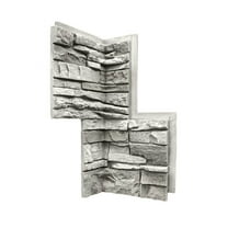Stacked Stone Arctic Smoke 24 in. x 12 in. Faux Stone Siding Inside Corner Panel