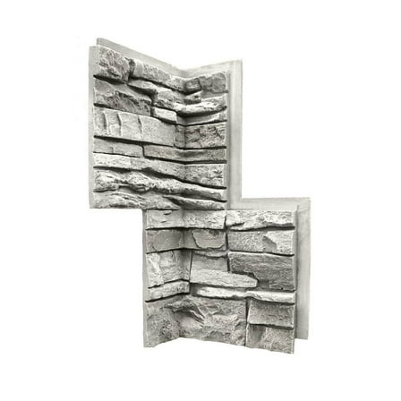 Stacked Stone Arctic Smoke 24 in. x 12 in. Faux Stone Siding Inside Corner Panel
