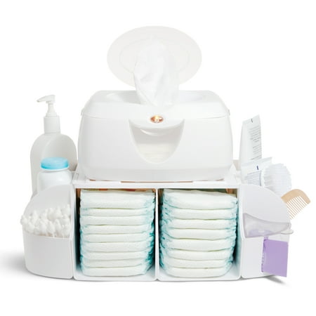 Munchkin Diaper Change Storage and Organizer, Includes 12 Scented Diaper Bags, White