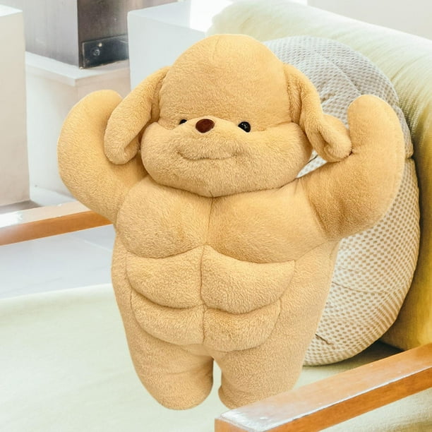 Juguete de peluche de perro musculoso, muñeco de peluche de 50 cm, figuras decorativas de peluche suave, animal de peluche para decoración de sofá de