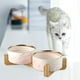 thumbnail image 2 of de cerámica para gato perros, plato de comida con madera, mascota redonda elevada co doble Yuyangstore  Cuencos para gatos, 2 of 8