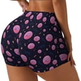 thumbnail image 2 of Kdxio Pink Planets And Stars Print Workout Shorts for Women Seamless Soft Smooth Gym Yoga Scrunch Active Shorts, 2 of 5