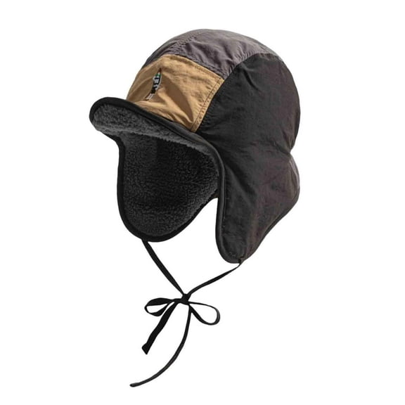 dgysar Unisex Aviator Hat, Retro 5-Panel Color-Block Trapper Cap with Plush Lining, Windproof Winter Ear Flap Cap for Cycling and Casual Wear. Black