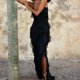 thumbnail image 5 of Vestido De Tirantes Finos Vestido de tirantes finos para mujer, sin mangas, con volantes, vestido dividido de cóctel (negro L) Ygjytge para Mujer Negro T M, 5 of 7