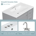 thumbnail image 5 of 30" Bathroom Vanity with Sink Combo, Modern Bathroom Storage Cabinet with 3 Drawers and 1 Soft Closing Door, Freestanding Solid Wood Bathroom Vanities, Grey, 5 of 10