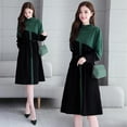 thumbnail image 1 of 2022 Women Blue StripedLong Sleeve neck Basic Dresses Button Split Pleated DressXS Gao Jinjia LED, 1 of 2