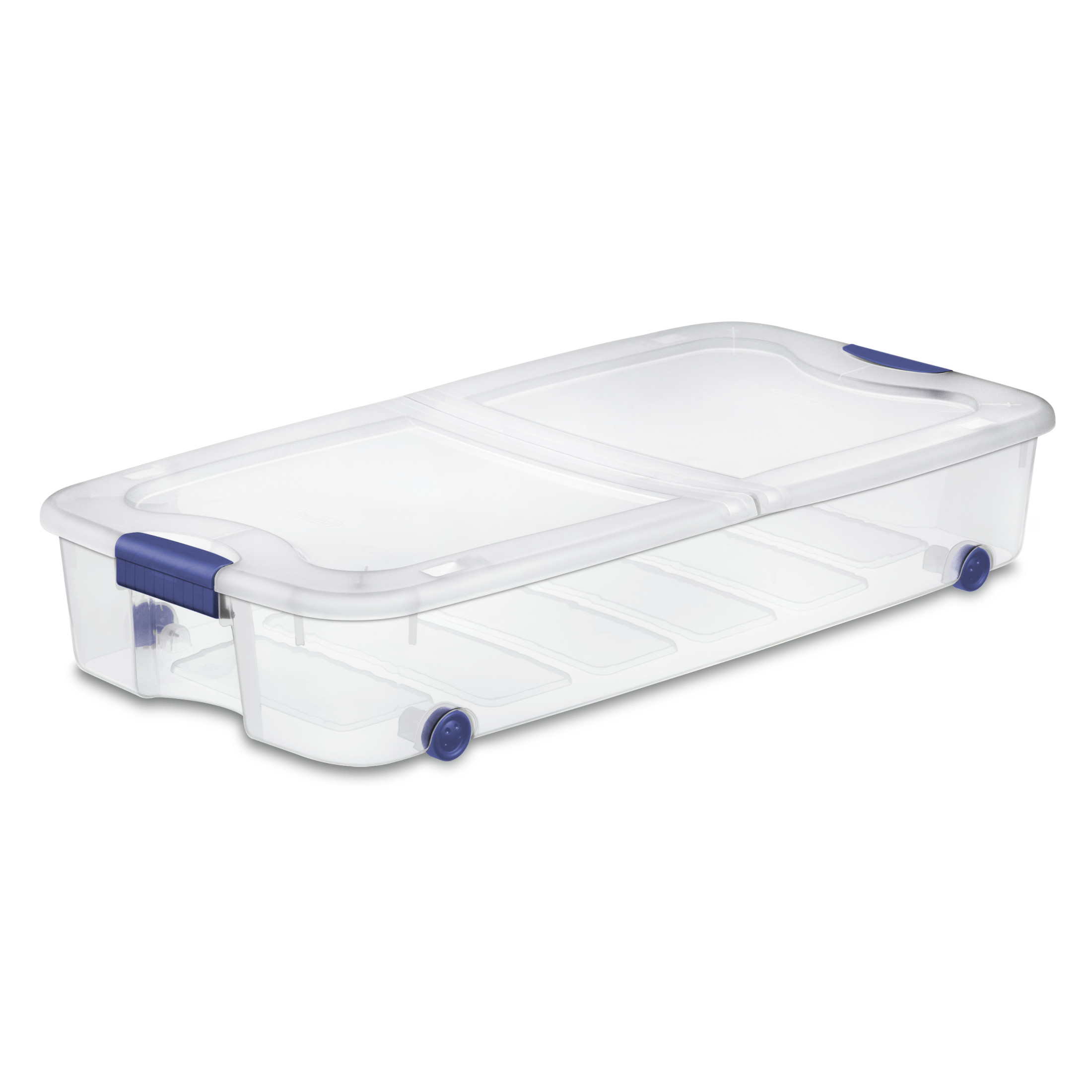 Sterilite 66 Quart Latching Underbed Storage Bin with Wheels, Blue photo 1
