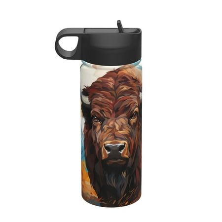 

Salouo Oil Painting Style Iceberg Yak Pattern 18 oz Water Bottle With Straw Stainless Steel Sports Water Cup Flask Wide Mouth Travel Thermal Mug for Home Office Car