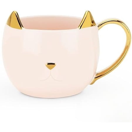 Chloe Cat Ceramic Coffee Mug, Tea Cups, Travel Mugs for Cappuccino, Latte, Hot Chocolate, Milk, Herbal Teas, 12 oz, Set of 1, Pink
