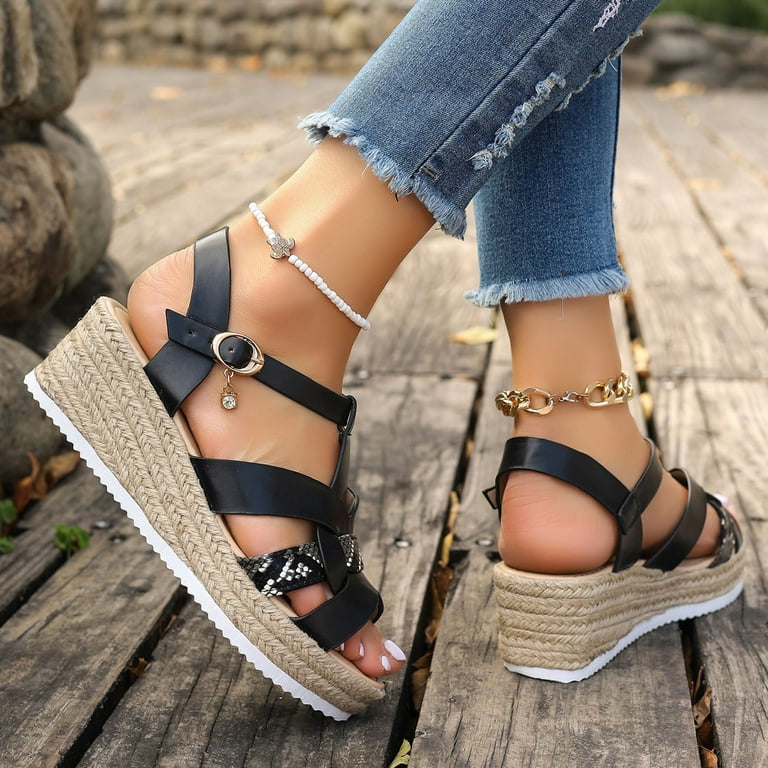 Women's Wedge Sandals Fashion Casual Non Slip Ankle Strap Boho