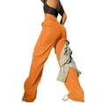 thumbnail image 7 of BRDFRL Cargo Pants for Women High Waisted Casual Pants Work Pants Baggy Stretchy Wide Leg Y2K Streetwear with Pockets Saffron L, 7 of 7