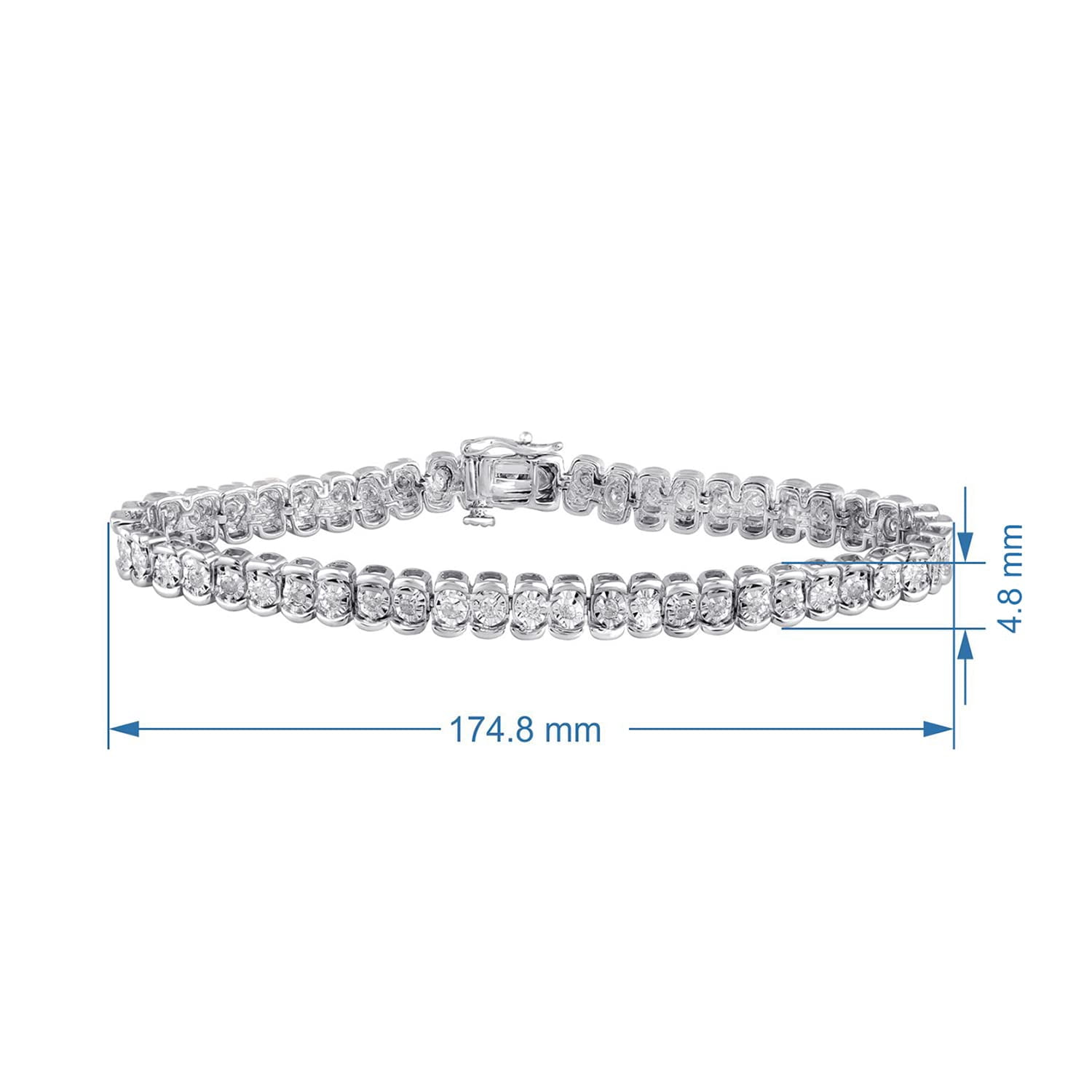Sterling Silver Bolo Bracelet With 1/3 Cttw Natural Diamonds - 9.5" Adjustable Style