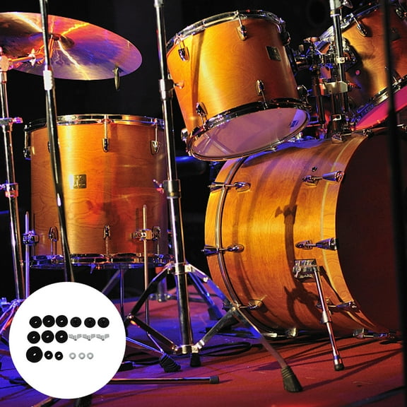 GAXIRE 18Pcs Drum Set Padding Black Wool Plastic Metal Enhance