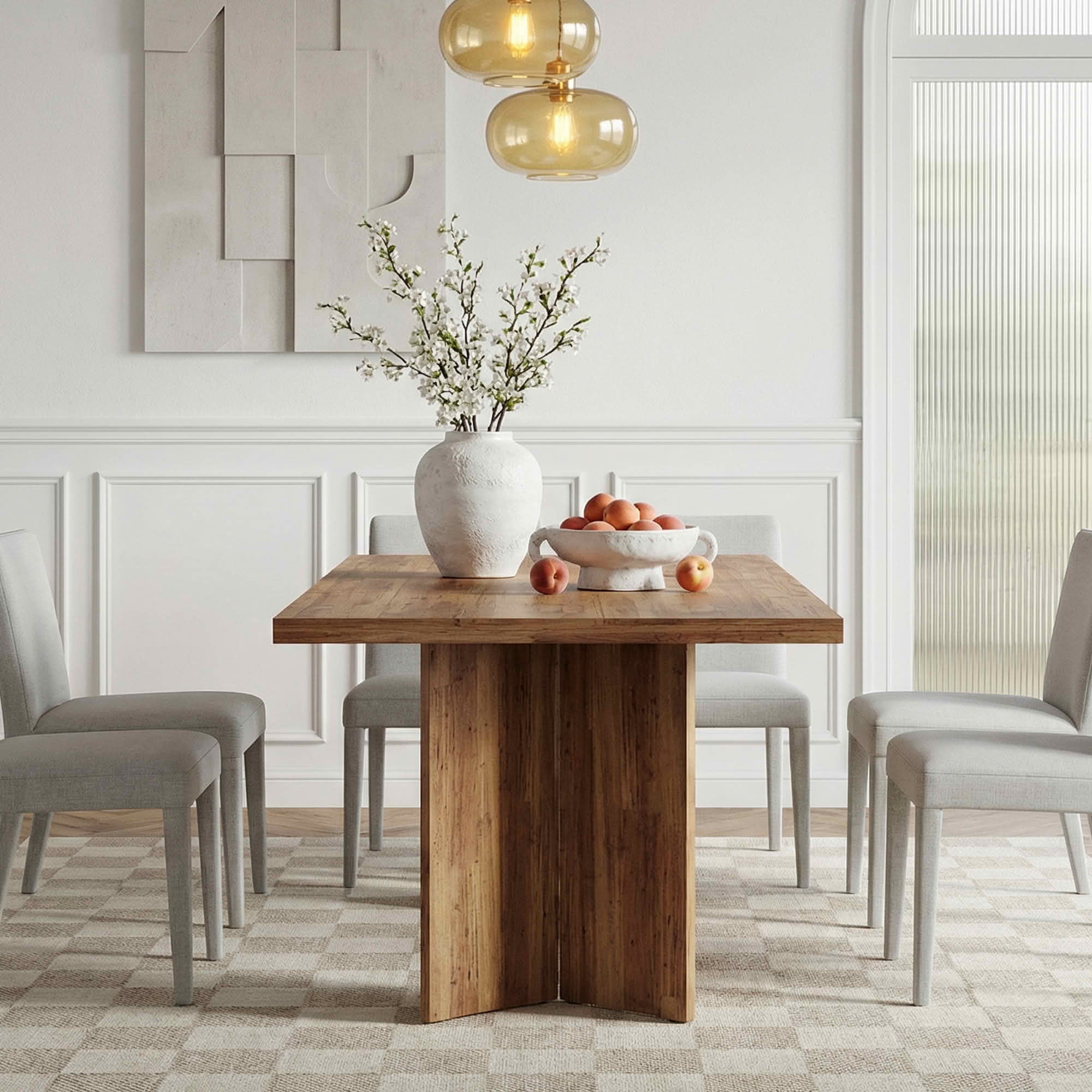 MAYEERTY 63 Inch Rectangular Farmhouse Dining Table, Vintage Walnut Wood Kitchen Dinner Table for 4 to 6 People, 300 LBS Heavy Duty E1 Chipboard Work Desk