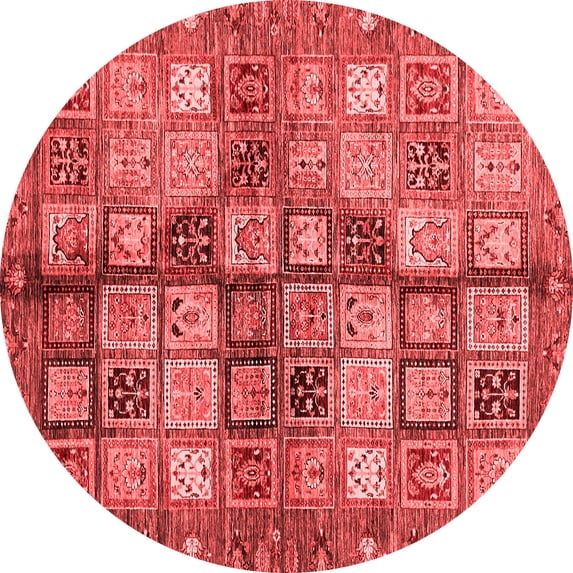 Ahgly Company Indoor Round Abstract Red Modern Area Rugs, 5' Round