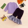 thumbnail image 3 of Gaexia Girls Halloween Outfit Set, Long Sleeve Top and Pants with Pumpkin Print, Lace Trim Comfortable Party Wear for Toddlers 1-8 Years, 3 of 6