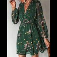 thumbnail image 4 of Minivestidos Casuales de para Mujer, con Escote en V, de , Mangas Largas, Sueltos, para Verano Verde S, 4 of 10