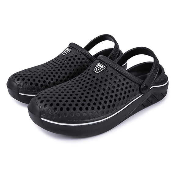 HNMKIU Mens Slippers Women Lightweight Garden Shoes Mules Unisex EVA Clogs Sandals for Summer Beach and Leisure Comfortable Casual Shoes for Men 01_Black,36