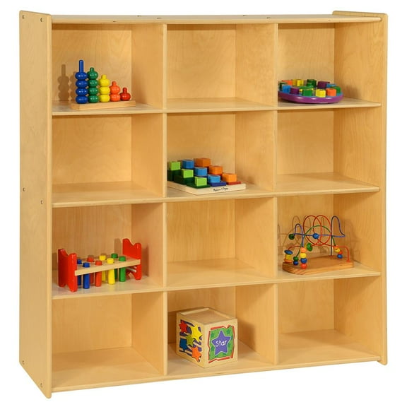Contender 12 Big Cubby Storage Shelf, Montessori Cabinets for Organizing Art and Craft Supplies Hard Wood Cabinets