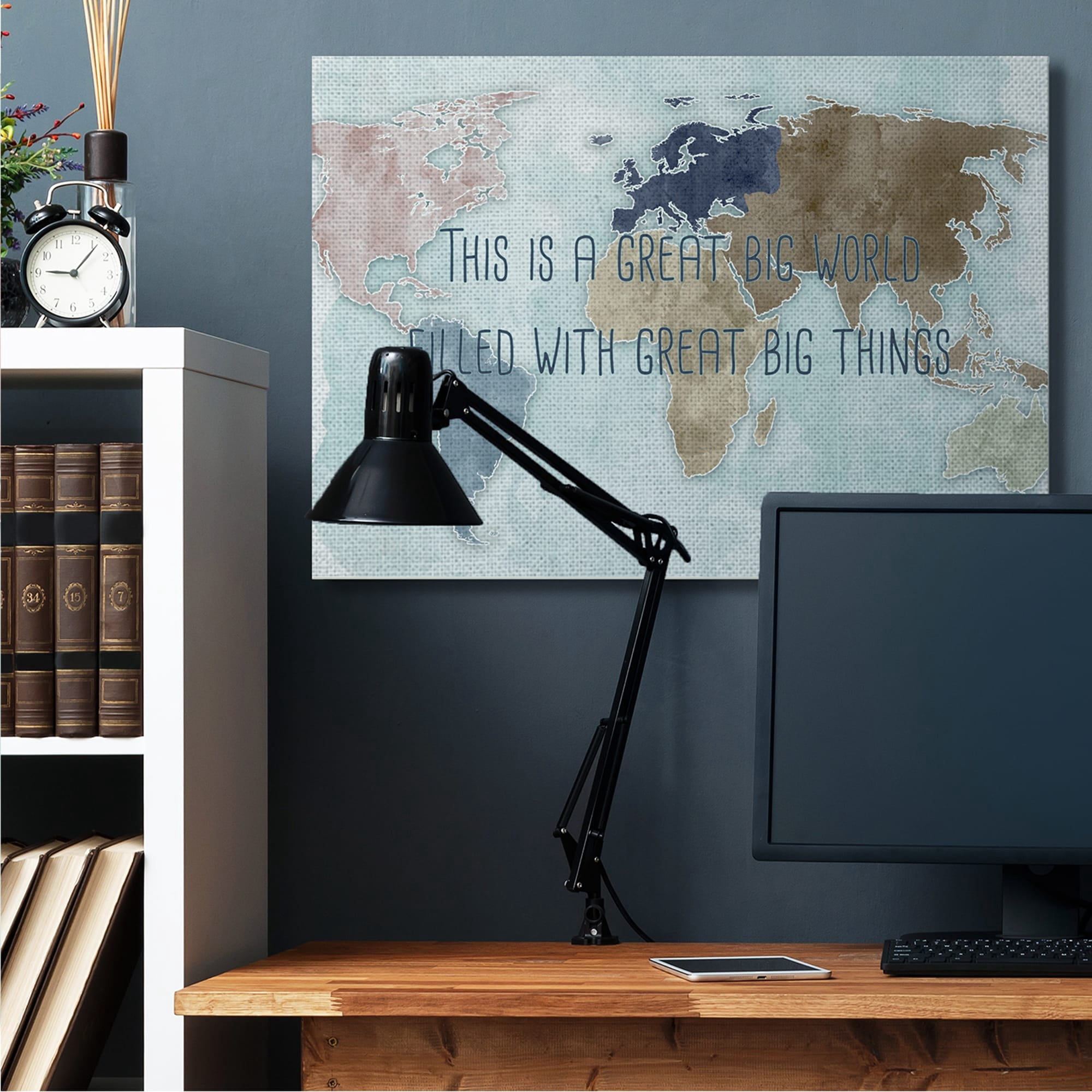 Stupell Industries This is a Great Big World Phrase Map of Continents Canvas Wall Art, 36 x 48, Design by Ziwei Li