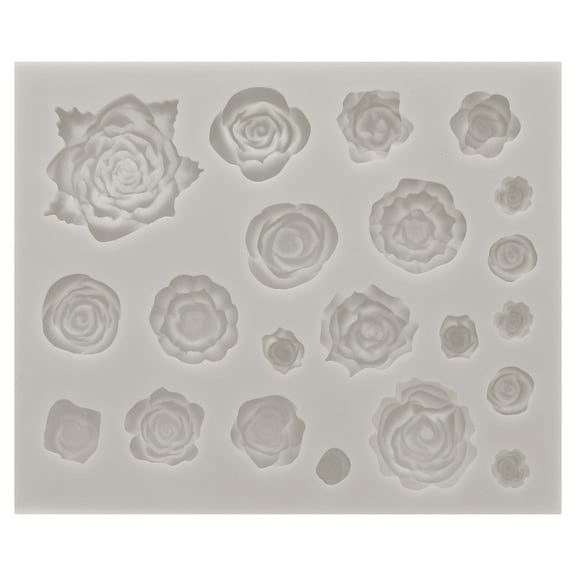 Polymer Clay Mold, Clay Mold Fondant Mold Roses Flower Mold Silicone for Crafts Air Dry DIY Cake, Grey