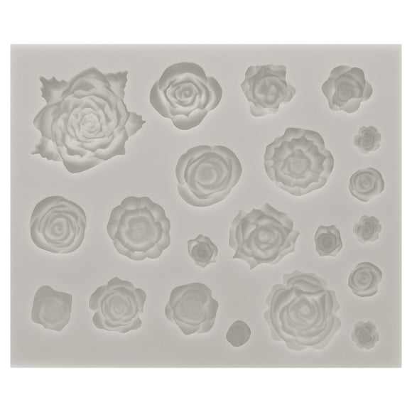 Unique Bargains Polymer Clay Mold, Clay Mold Fondant Mold Roses Flower Mold Silicone for Crafts Air Dry DIY Cake, Grey
