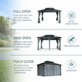thumbnail image 4 of 10' x 13' Hardtop Wood Gazebo with Polycarbonate Double Roof Canopy, Sturdy Solid Wooden Framed Gazebo with Privacy Curtains and Mosquito Nettings, for Patio, Garden, Backyard, Black and Brown, 4 of 9