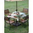 thumbnail image 3 of Outdoor Tablecloth with Umbrella Hole and Zipper, Blue Christmas Square Table Cloth 60x60 Inch Waterproof Tablecloth, Xmas Trees Snowman Snowflake Birds Watercolor Picnic Table Cover for Patio, 3 of 7