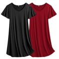 thumbnail image 6 of Avidlove 2 Pack Women Nightgown Sleepwear Flare Short Sleeve Sleepshirts V Neck Sleepdress Causal Pajama Dress S-XXL, 6 of 8