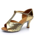 thumbnail image 2 of Zapatos de baile de salón para mujer, zapatos de baile latino de tango para adultos, dorados, 2 of 4