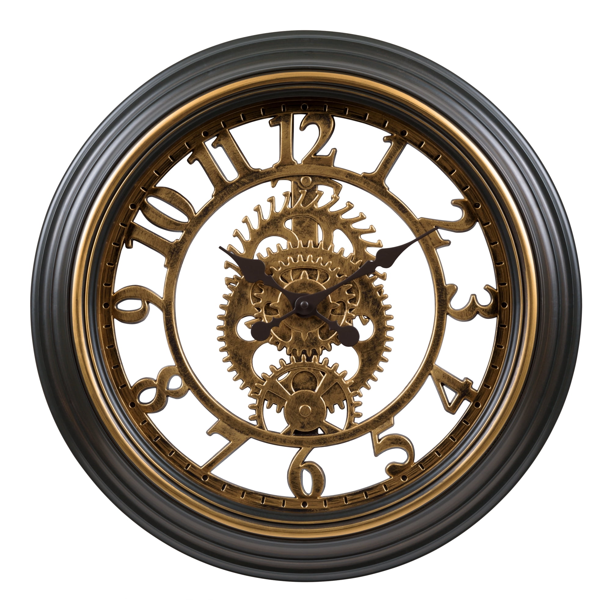 La Crosse Clock 20 inch Bronze Antiqued Gears Vintage Quartz Analog Wall Clock, 404-3051C