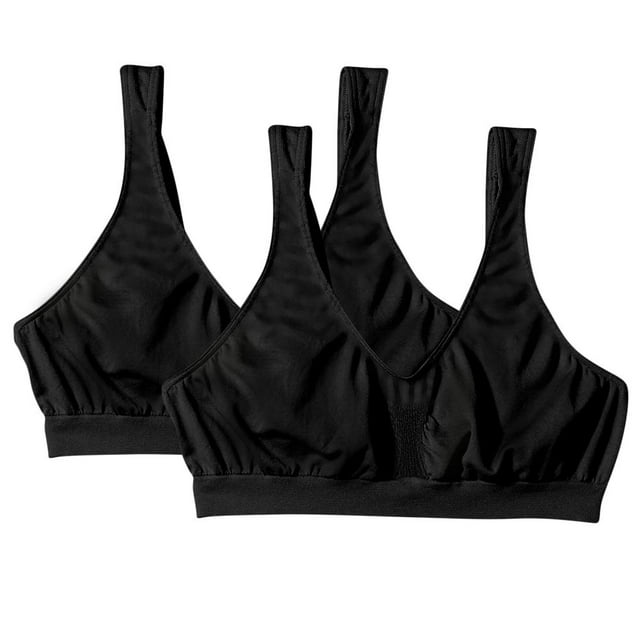 2 Pack Black Bali Bras no Underwire Comfort Revolution Smart Size Style