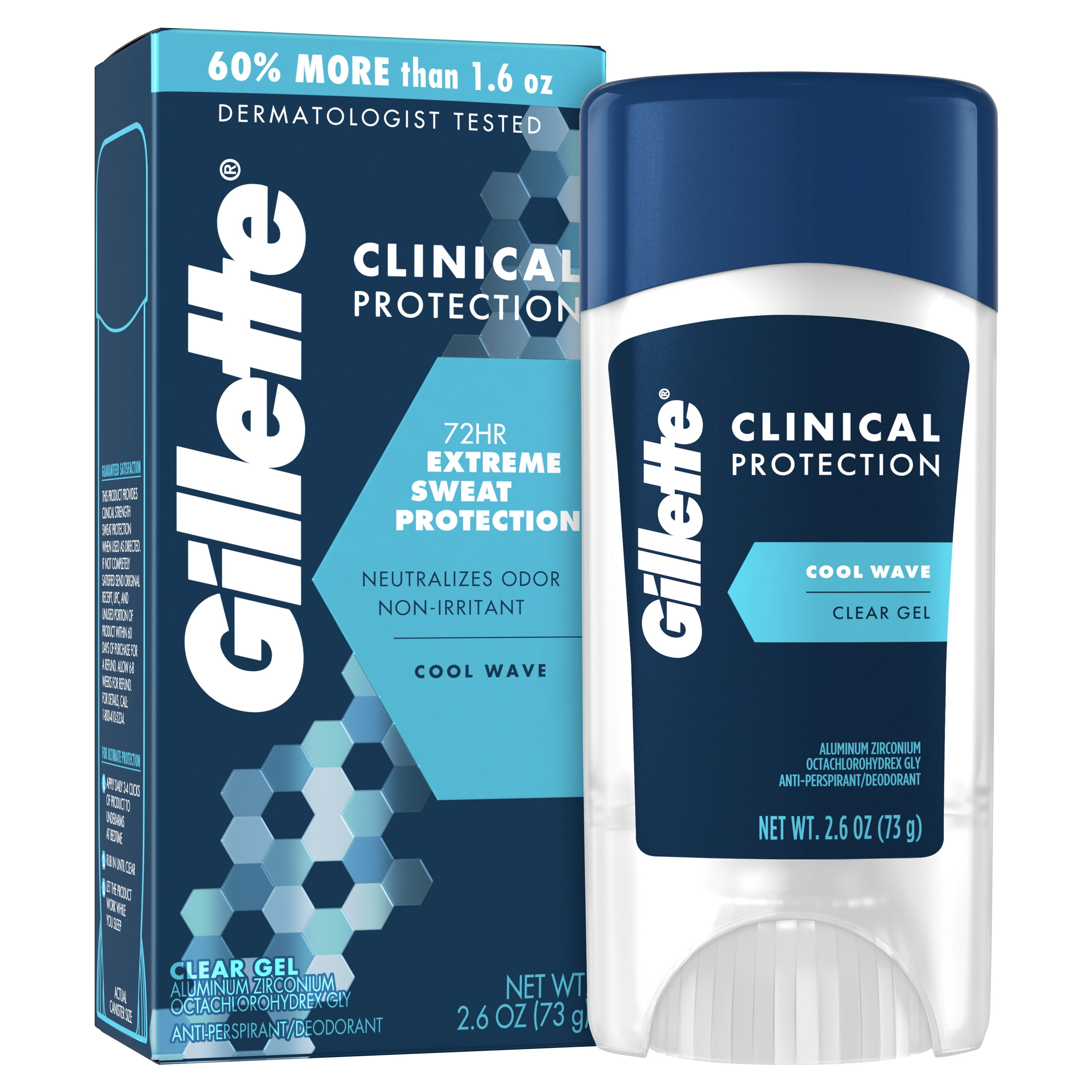Gillette Clinical Clear Gel Antiperspirant Deodorant, Cool Wave, 2.6 oz