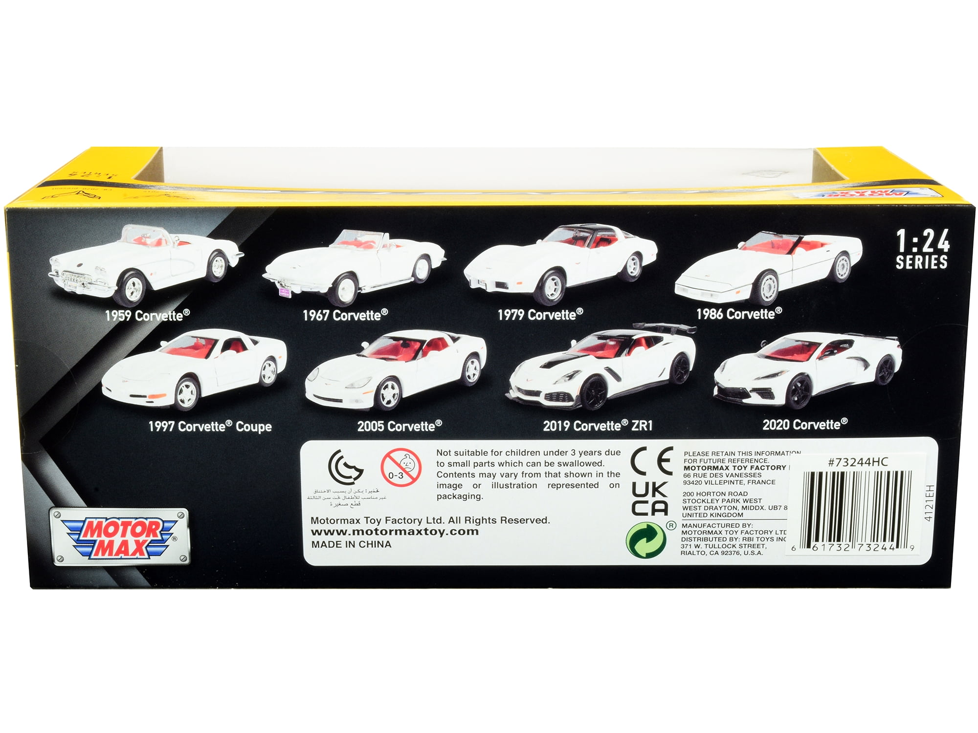 Motormax Chevrolet Corvette C3 Coupe 1979 Modellauto – Weiß, 1:24, Mit öffnenden Türen