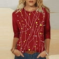 thumbnail image 2 of JTZGDY 3/4 Length Sleeve Womens T Shirts Cute Floral Printed Round Neck Tunic Blouse Loose Oversized Dressy Casual Pullover Tops Fall Outfit Clothes 2025 Red XL, 2 of 9