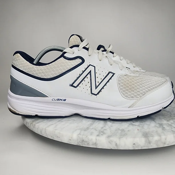 New Balance Cush 411 Mens Walking Athletic Shoes White Blue Size 10.5 Wide 4E
