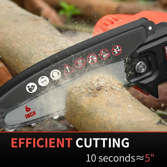 Mini Cordless Chainsaw Kit, Upgraded 6" One-Hand Handheld Electric Portable Chainsaw, 21V Rechargeable Battery Operated, for Tree Trimming and Branch Wood Cutting by