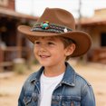 thumbnail image 2 of Western Cowboy Hat Tibetan Western Cowboy Hat Hat With Upturned Brim Parent Child Sun Hat Dance Hat Birthday Party Hat 3-8 Years, 2 of 5