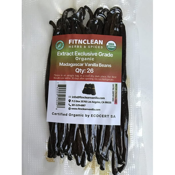 26 Organic Madagascar Vanilla Beans Extract Exclusive Grade B 4.5" 5.