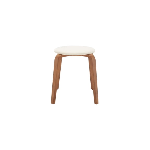 SAFAVIEH Jo Upholstered Stackable Stool, Walnut/Cream (21.7 in. W x 21.7 in. D x 18.9 in. H)