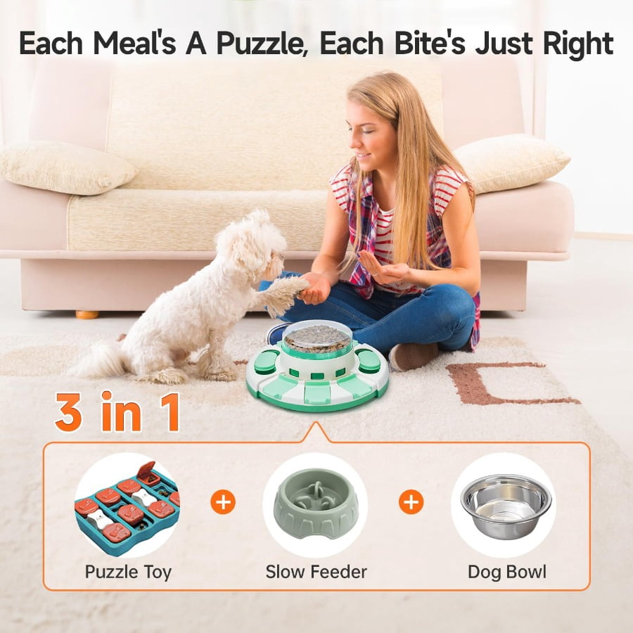 Double-Layer Dog Puzzle Toy, Interactive Mental Stimulation Slow Feeder, Non-Slip Puppy Treat Dispensing Toy, Durable Enrichment Brain Game Toy Relieves Boredom, Suitable for Small Medium Large Dog B
