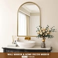 thumbnail image 2 of Espejo de pared arqueado para baño, marco de abalorio de metal de 30 x 40 pulgadas, espejo decorativo y moderno para colgar en la pared para baño, recámara, sala de estar, entrada, oro, 2 of 11