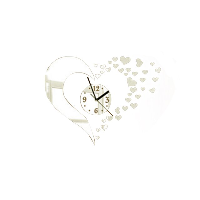 Kearding Pegatina de pared de cristal con espejo 3D en forma de corazón, reloj DIY, calcomanías de amor acrílicas, dibujo, decoración de sala de estar Decoración del hogar oro Kearding JJ11036-01