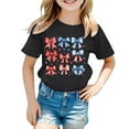 thumbnail image 4 of MIXUE Toddler Girls Tops & T-Shirts Summer Fourth Of July Independence Day Bowknot Print Round Neck Short Sleeve Casual Party Tshirts Holiday Wear,Black,3-4 Years, 4 of 4