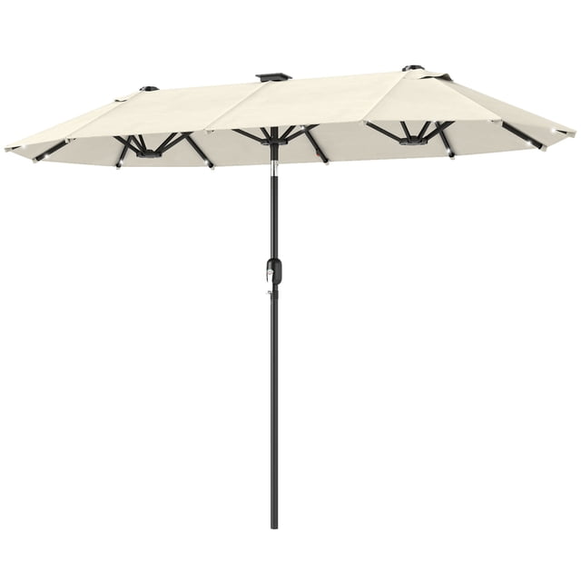Outsunny Parasol de Patio Double Face de 10 Pi, Parasol d'Extérieur, Beige