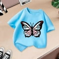 thumbnail image 2 of Girls Tops Cute Graphic Print Round Neck Short Sleeve Tee Summer Casual Toddler Girls Clothes Blue 5-6 Years, 2 of 4