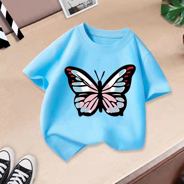 T-shirts pour Petites Filles, Jolis Graphiques, Hauts à Manches Courtes pour Filles, Tenues d'Été pour Filles, Col Rond, 7-8 Ans, Vêtements pour Filles, Tenue pour Fille