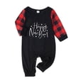 thumbnail image 3 of Yuaguia Christmas Family Matching Pajamas Set, Long Sleeve Happy New Year Print Raglan Tops Red Plaid Pants, Holiday Sleepwear Loungewear Set for Men Women Kids Baby, 3 of 4