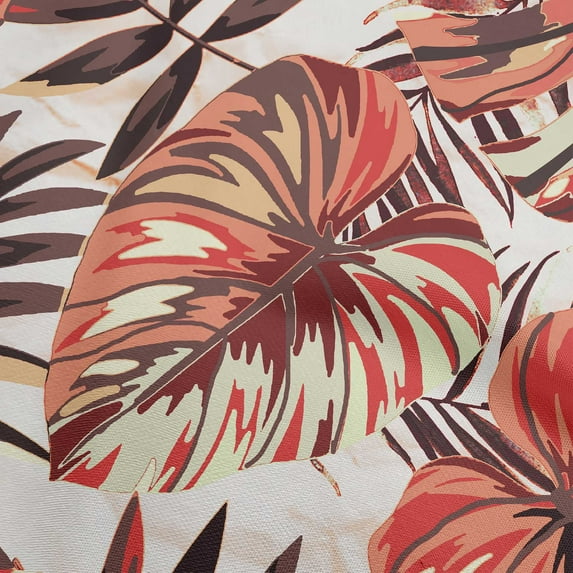 oneOone Cotton Cambric Candy Red Fabric Tropical Leaf With Texture Sewing Fabric By The Yard Printed Diy Clothing Sewing Supplies 42 Inch Wide