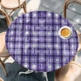 thumbnail image 2 of Purple Plaid Round Tablecloth, Fitted Table Cover with Elastic for 45"-54" Round Tables, Modern Art Checkered Farmhouse Table Cloth Outdoor Indoor Dinning Party Waterproof Tablecloths, 2 of 7